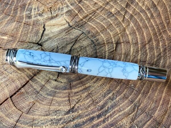 Oversized Marbled Rollerball with Swarovski Crystal