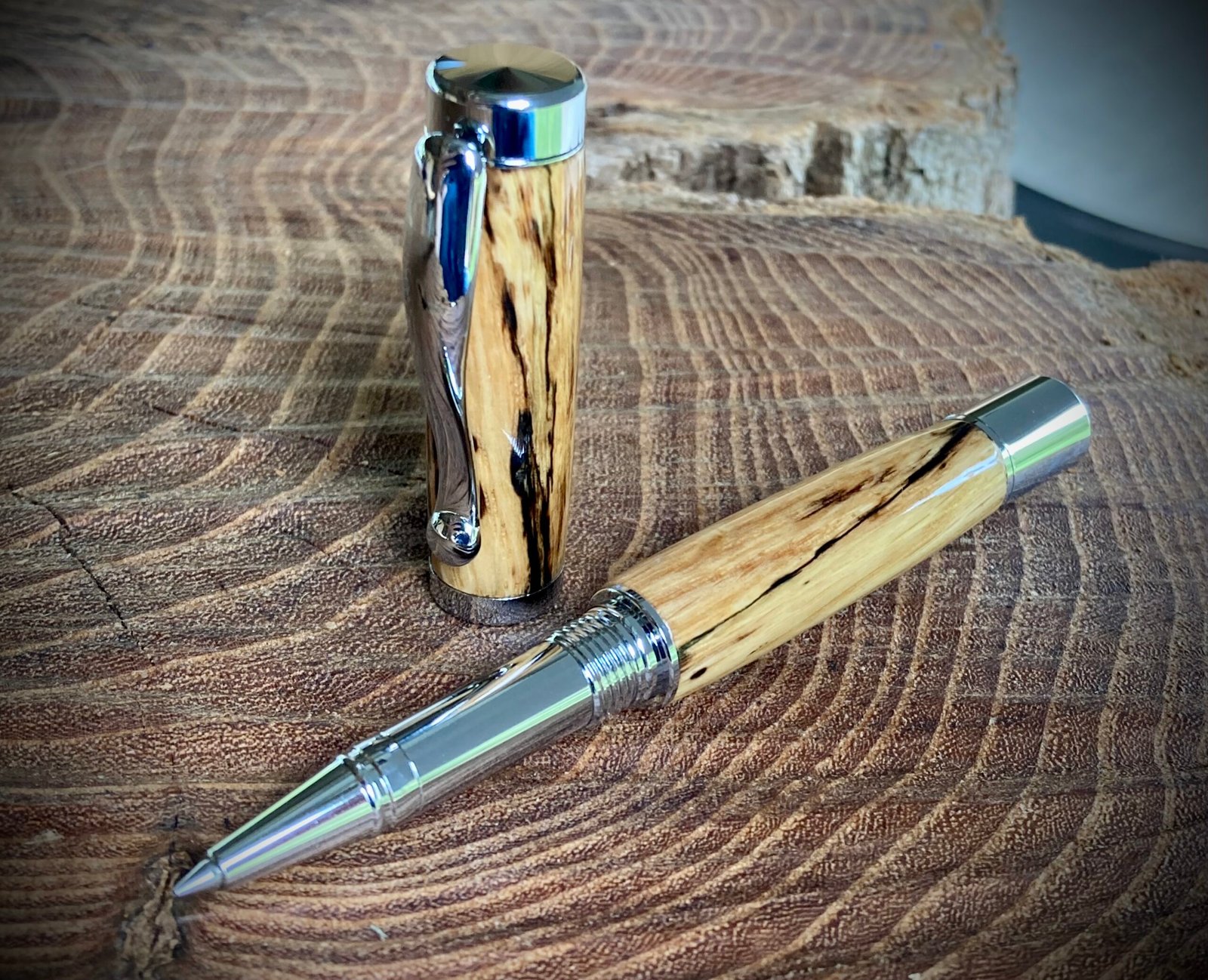 Spalted Oak Rollerball Ink Pen - INK & TIMBER PENS