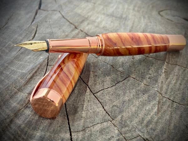 Handmade Crosscut Tulipwood Fountain Pen in Copper