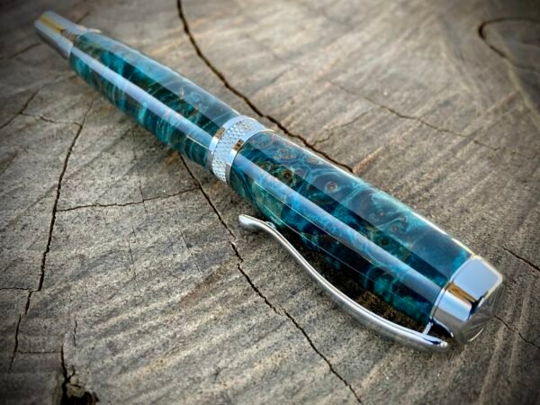 Teal Dyed Burl Rollerball