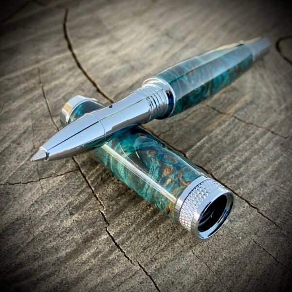 Teal Dyed Burl Rollerball