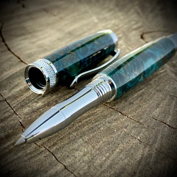 #0563 - Teal Dyed Burl Rollerball