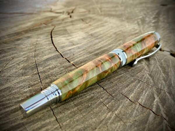 Green and Brown Dyed Burl Rollerball