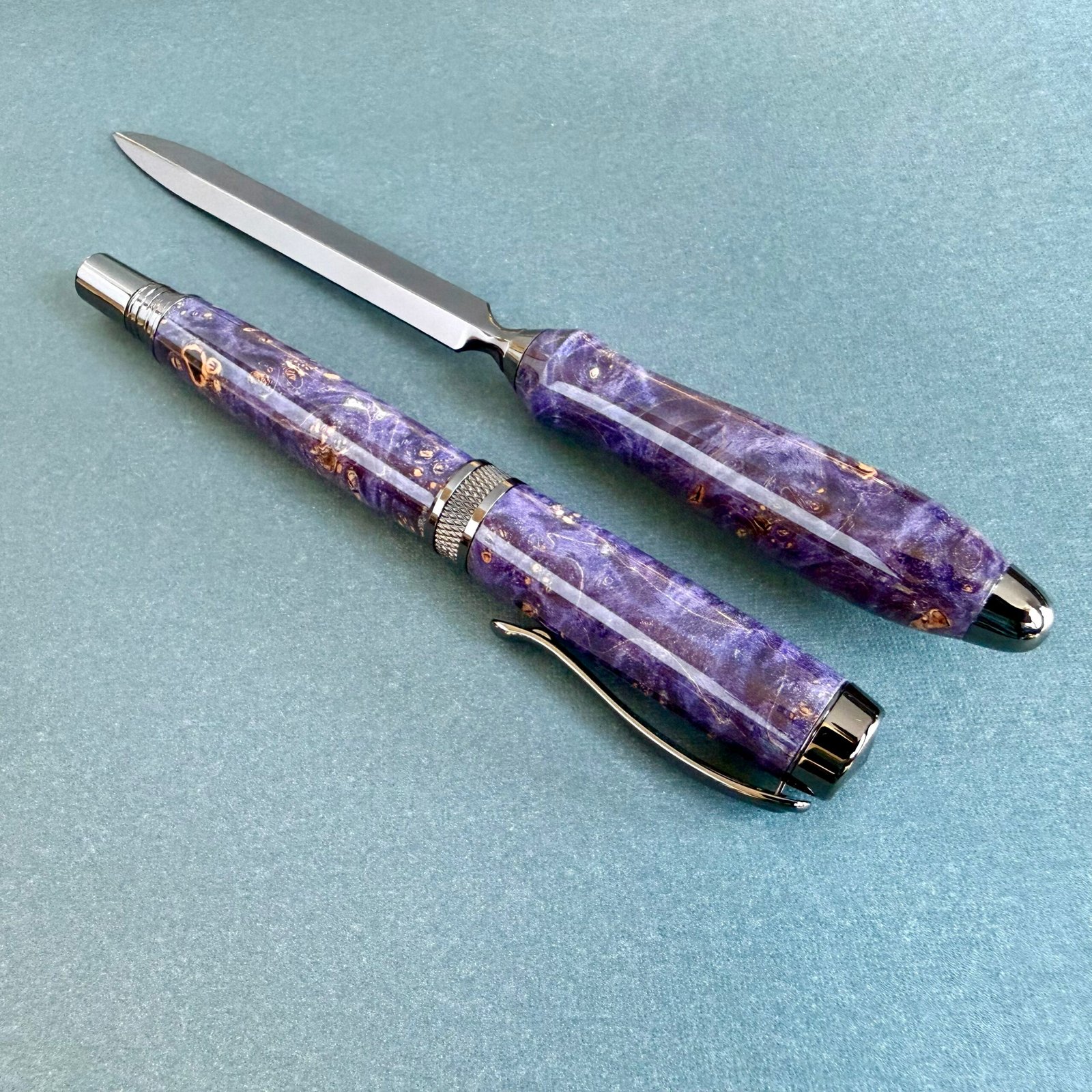 Purple Burl Pen Set
