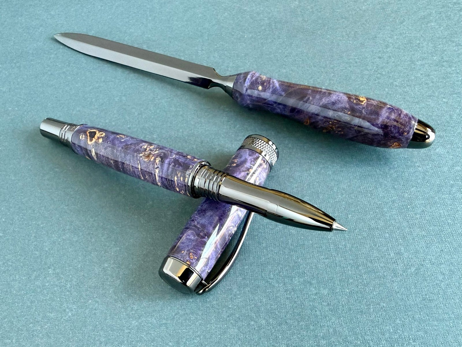 Purple Burl Pen Set