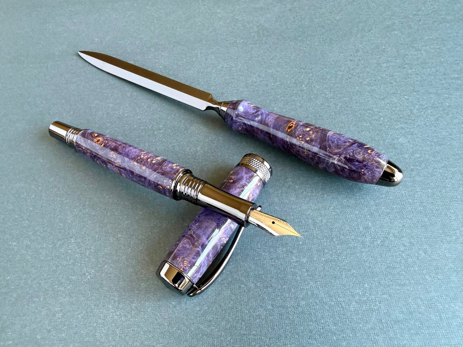 Purple Burl Pen Set