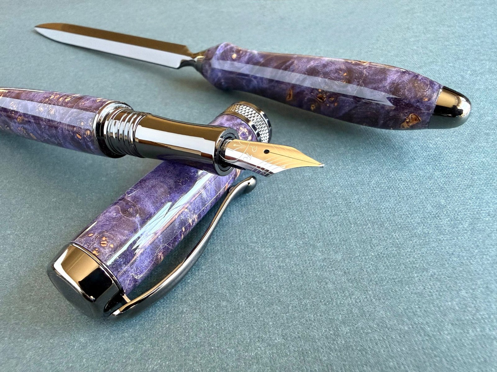Purple Burl Pen Set