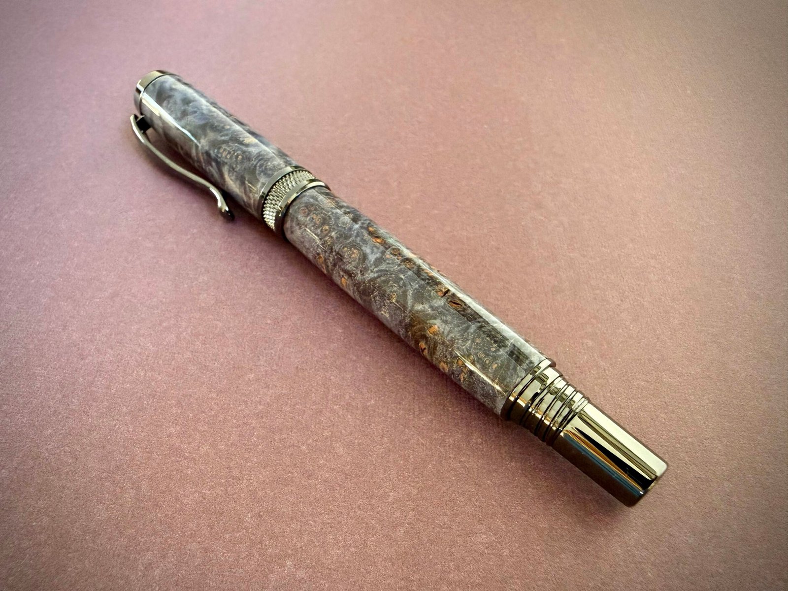 Smokey Blue Maple Burl Pen