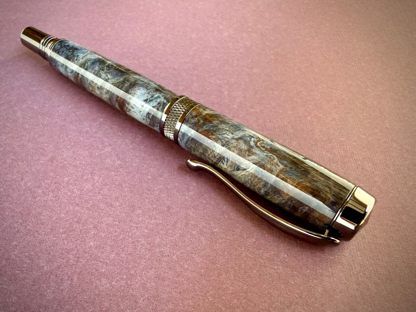 Smokey Blue Maple Burl Pen