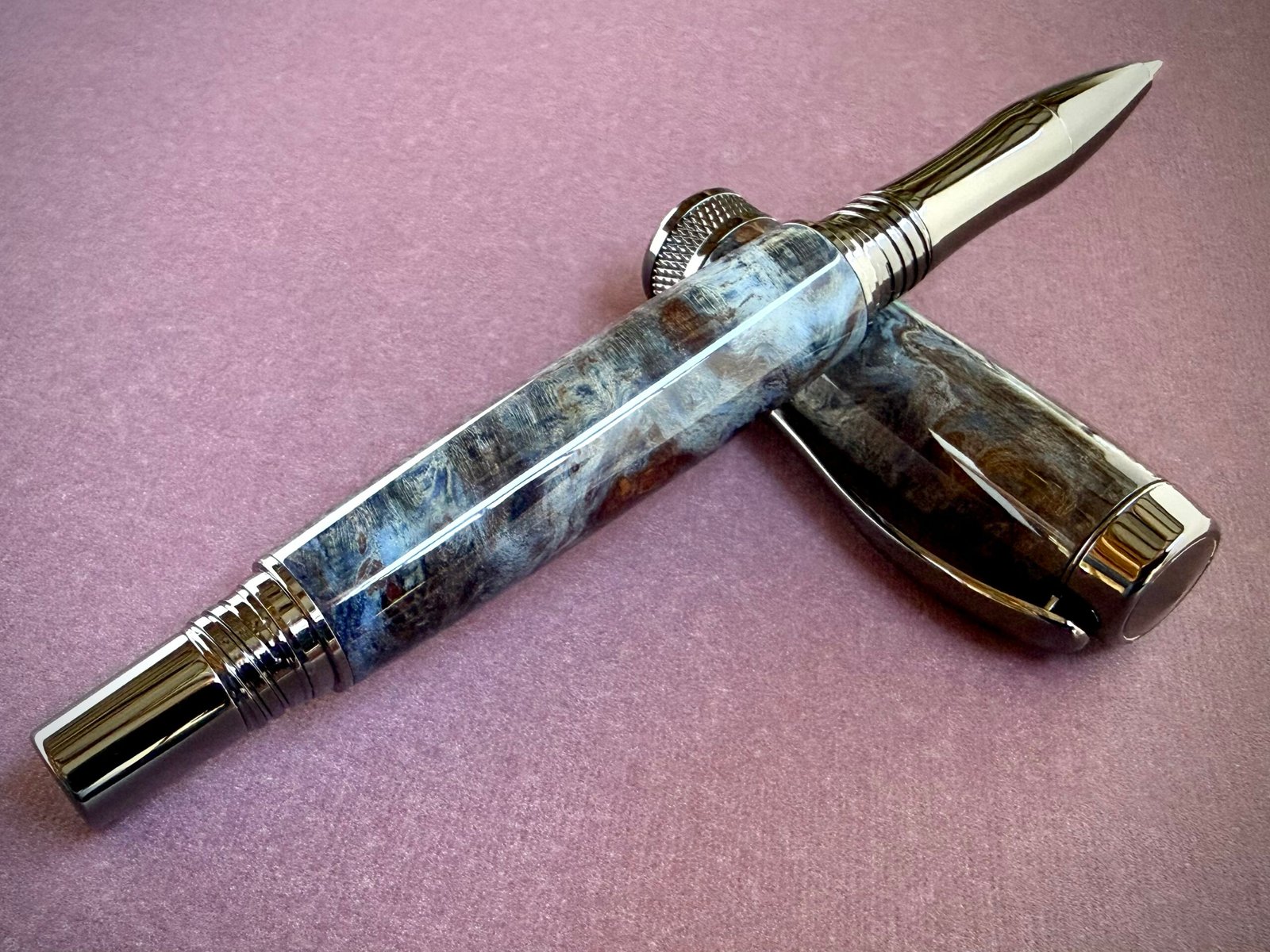 Smokey Blue Maple Burl Pen