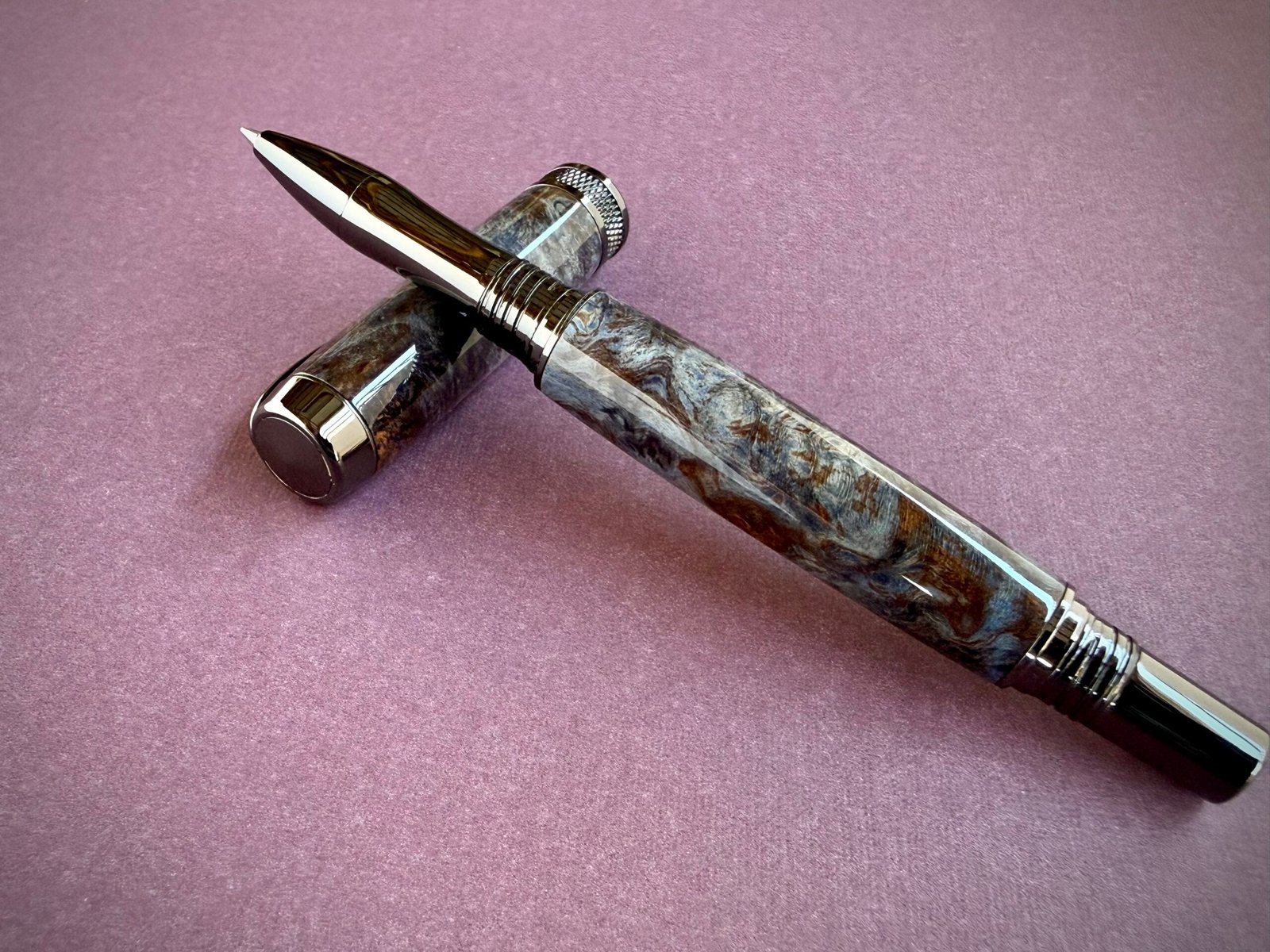 Smokey Blue Maple Burl Pen