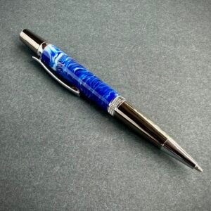 Blue and White Ballpoint Pen