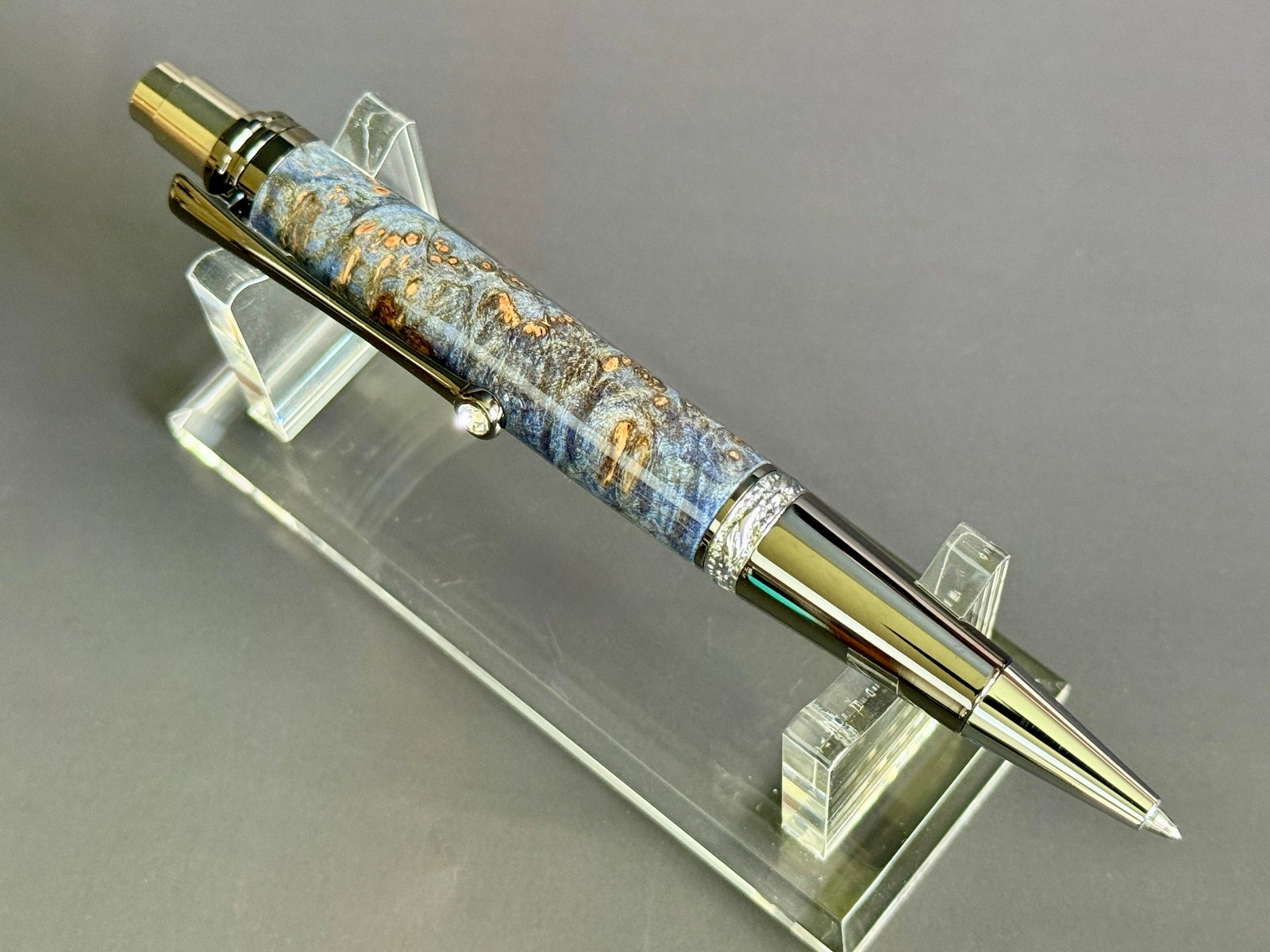 Blue Burl Click Pen