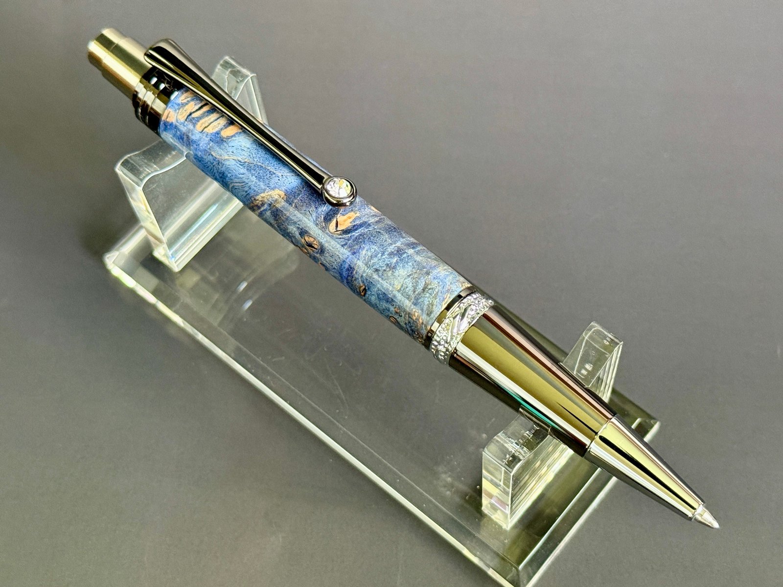 Blue Burl Click Pen