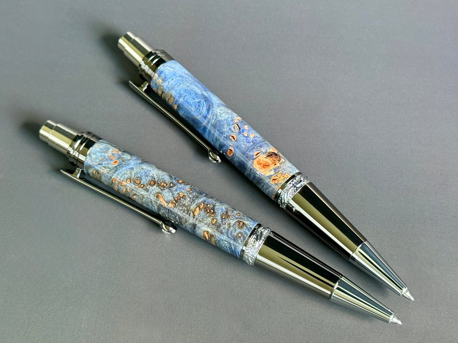 Blue Burl Click Pen